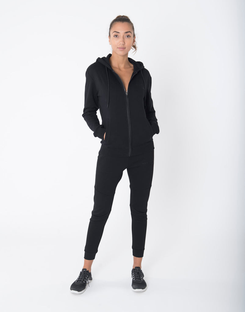 Sculpted Black Zip Hoodie