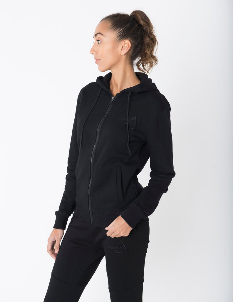 Sculpted Black Zip Hoodie